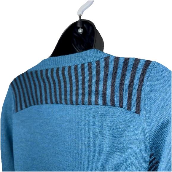 Smartwool Women's Blue Long Sleeve Cozy Merino Wool Sweater V Neck Top - Picture 5 of 9